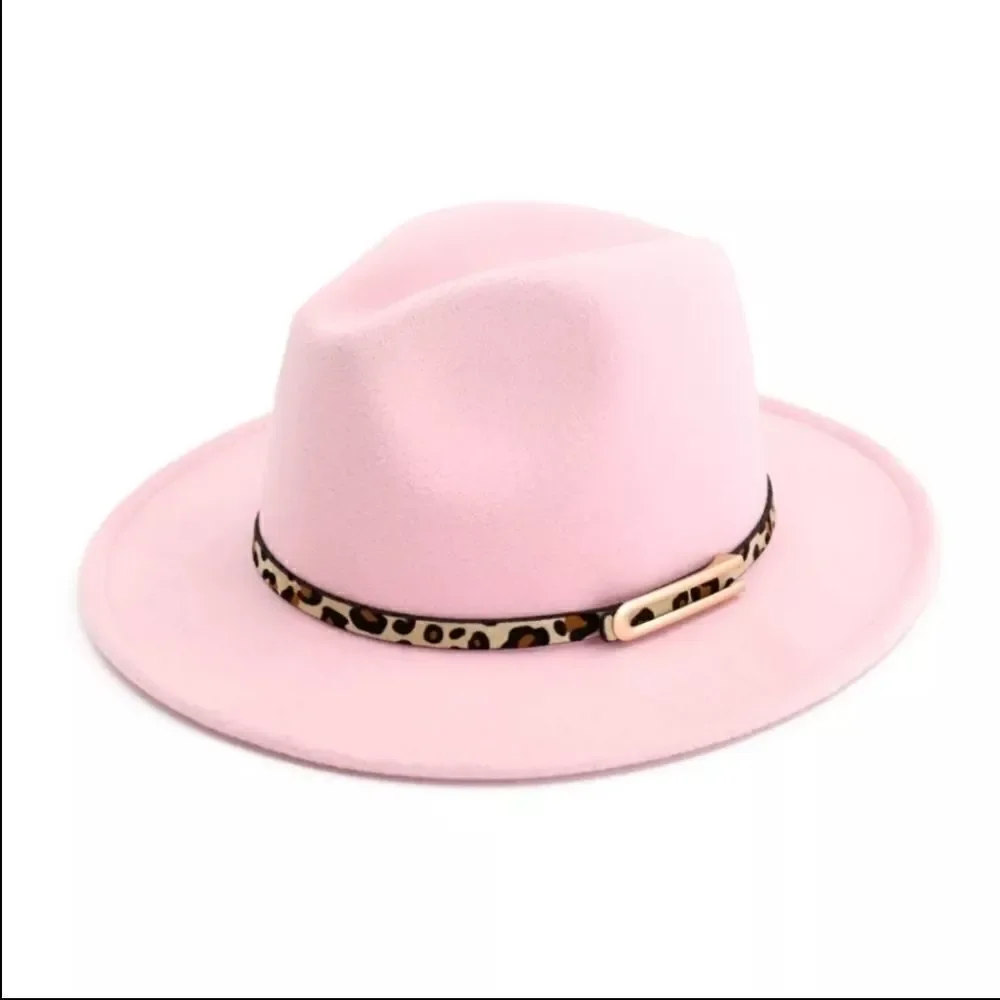 Unisex Fedora Hat with Animal Print Belt